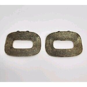 Vintage MUSI Shoe Buckle Clips Estate Pre-Owned Gold Tone Brass Pair